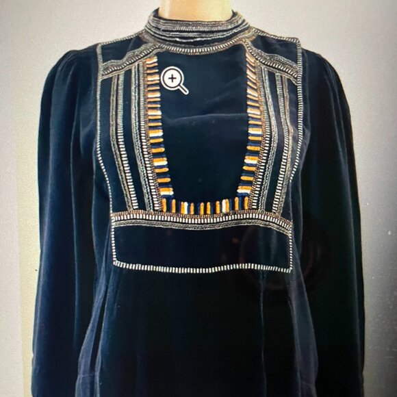 Isabel Marant Etoile Size 40 Cerza Blouse Top Embroidered Black Bohemian Button - Picture 1 of 6